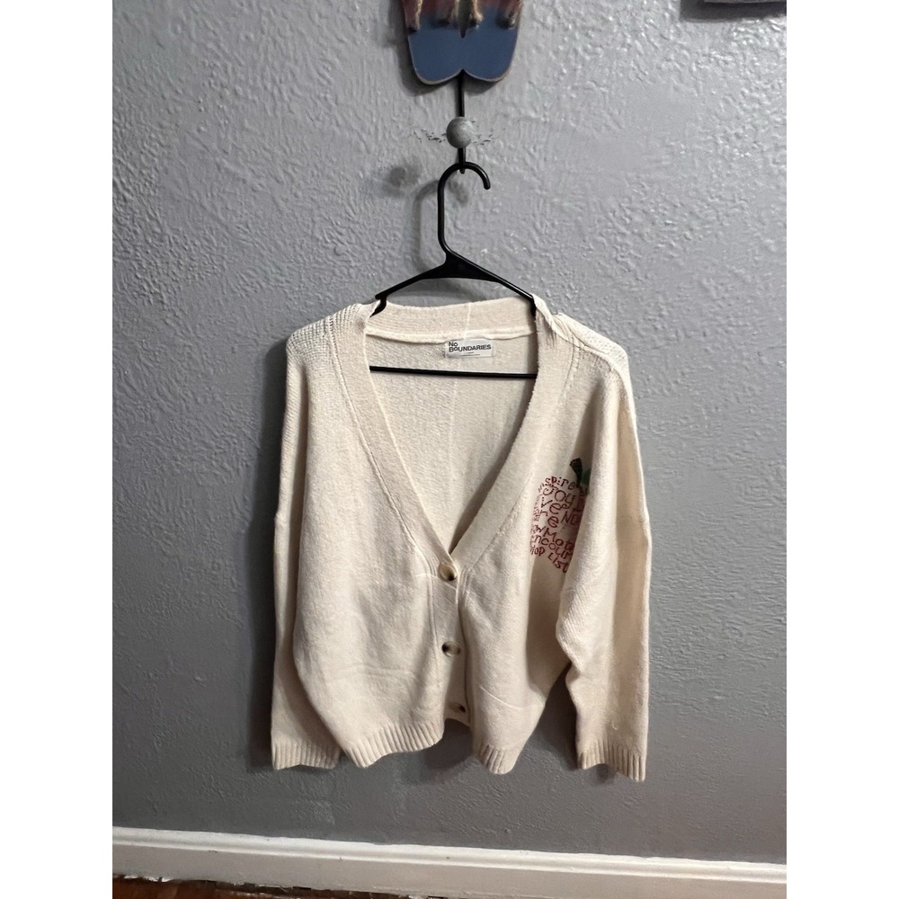 Vintage Cardigan Women Off White School Teacher Novelty Sweater Size Large 12/14